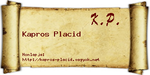 Kapros Placid névjegykártya